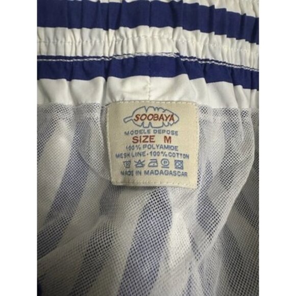 Soobaya Men’s Blue &White Striped Swim Shorts Trunks Size Medium - Picture 6 of 8